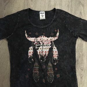 Vocal T Shirt, Buffalo Print vintage new with crystals